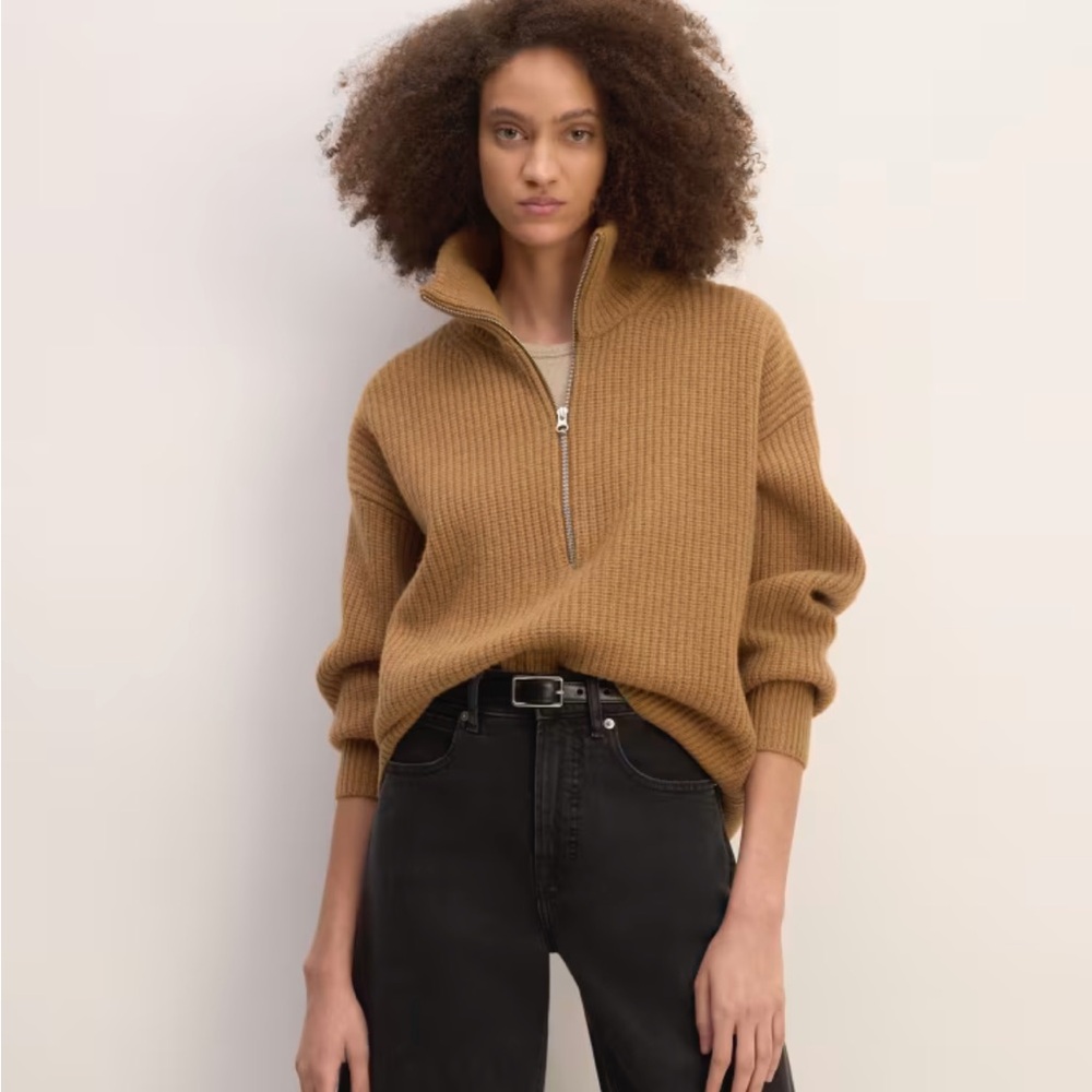 Everlane felted merino wool half zip